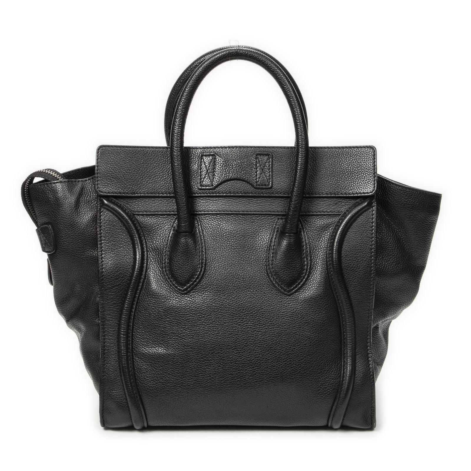 Celine Luggage Bag Black Gray Calfskin Leather — view 5