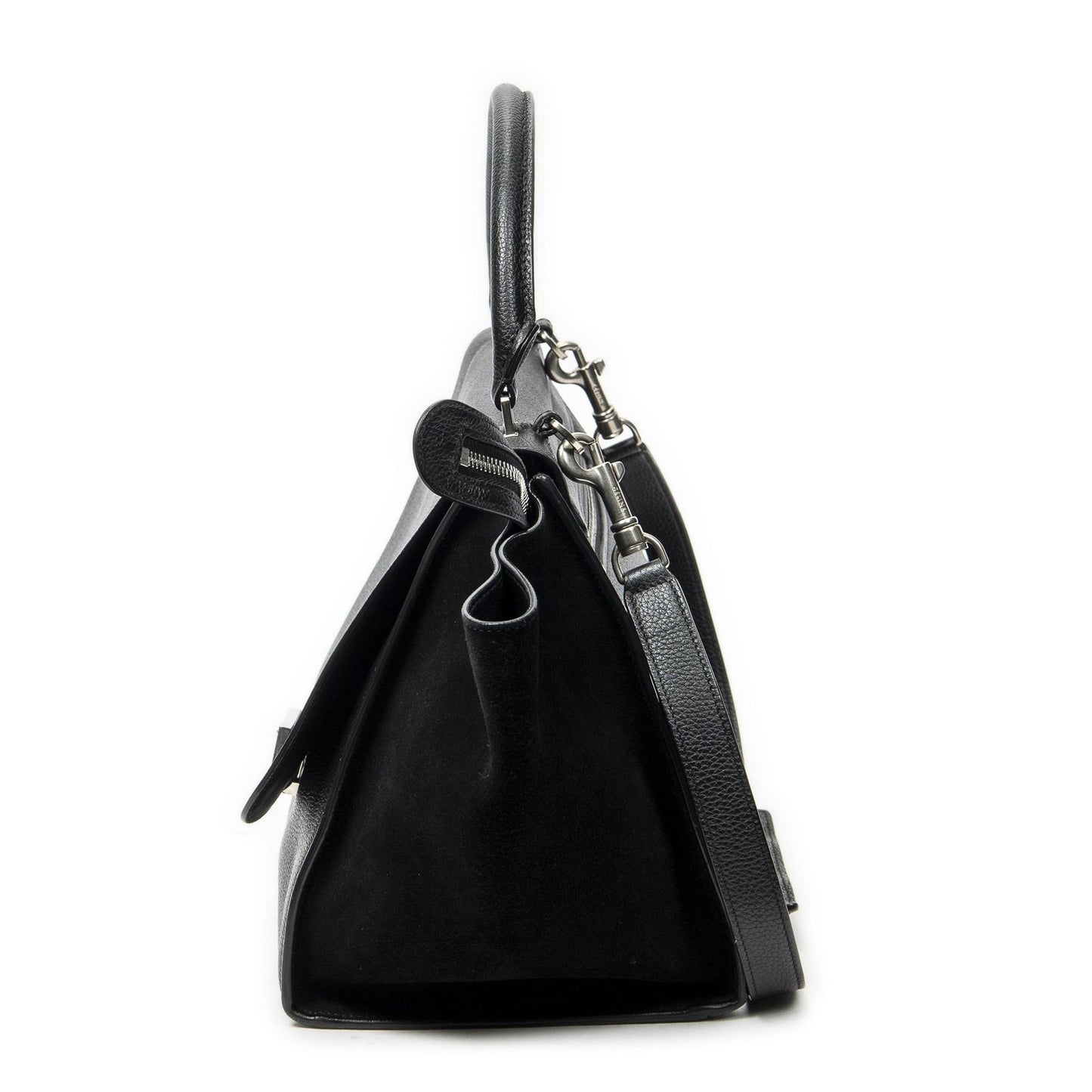 Celine Midi Trapeze Black Gray Calfskin Leather Messenger — view 3