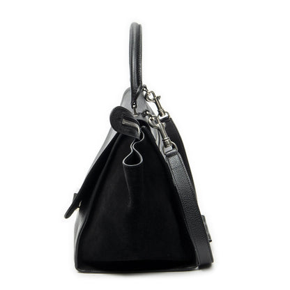 Celine Midi Trapeze Black Gray Calfskin Leather Messenger — view 3