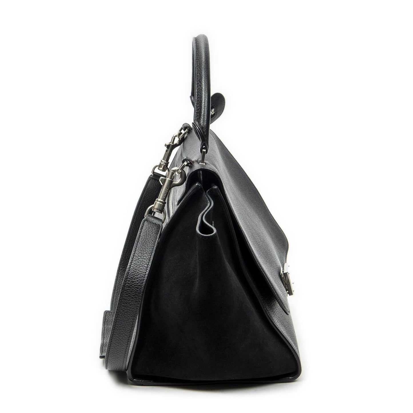 Celine Midi Trapeze Black Gray Calfskin Leather Messenger — view 4