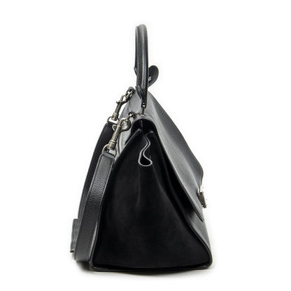 Celine Midi Trapeze Black Gray Calfskin Leather Messenger — view 4