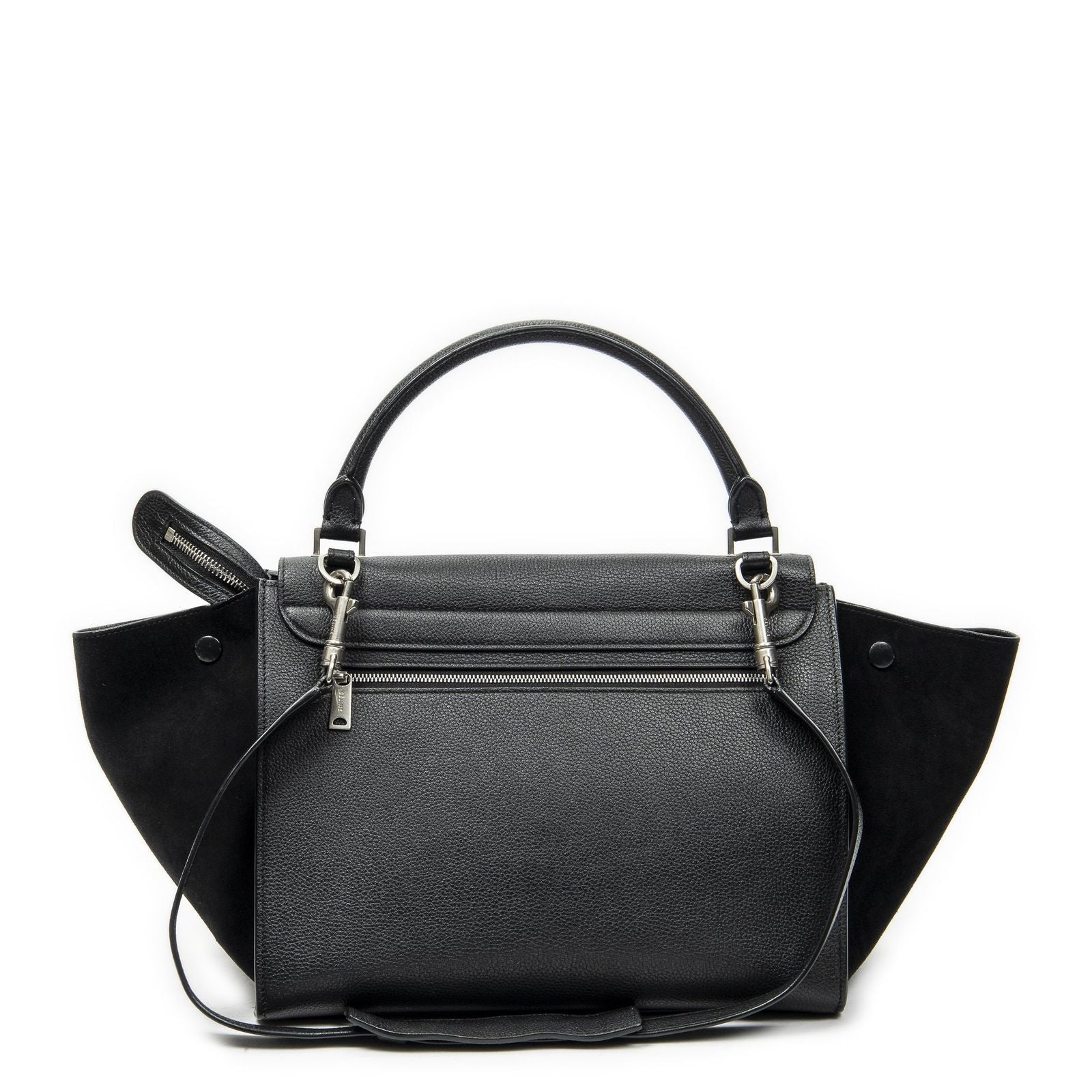 Celine Midi Trapeze Black Gray Calfskin Leather Messenger — view 5