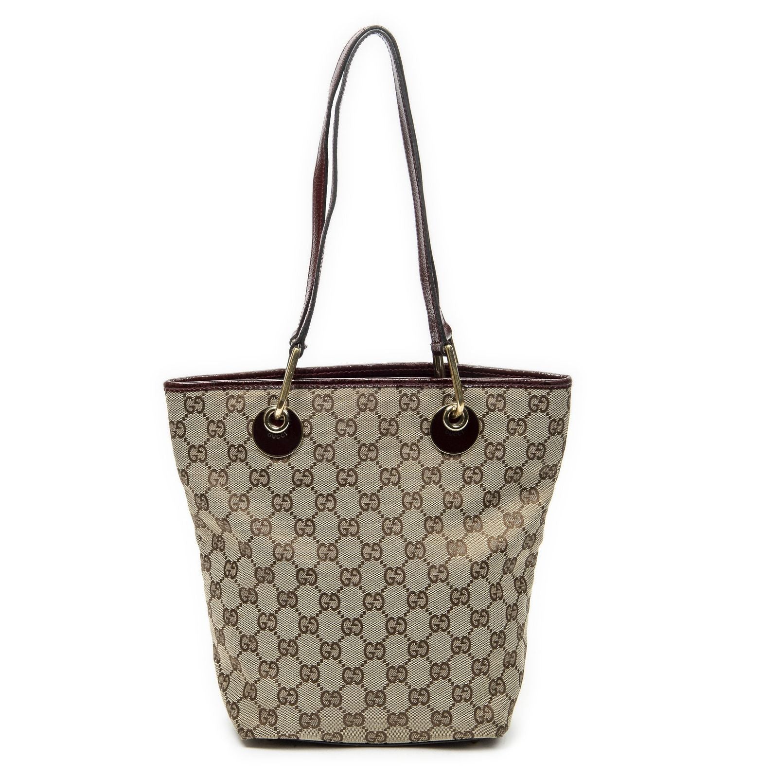 Gucci Small Eclipse Shopping Maroon Beige GG Canvas Messenger — view 5