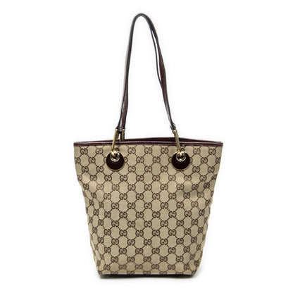 Gucci Small Eclipse Shopping Maroon Beige GG Canvas Messenger