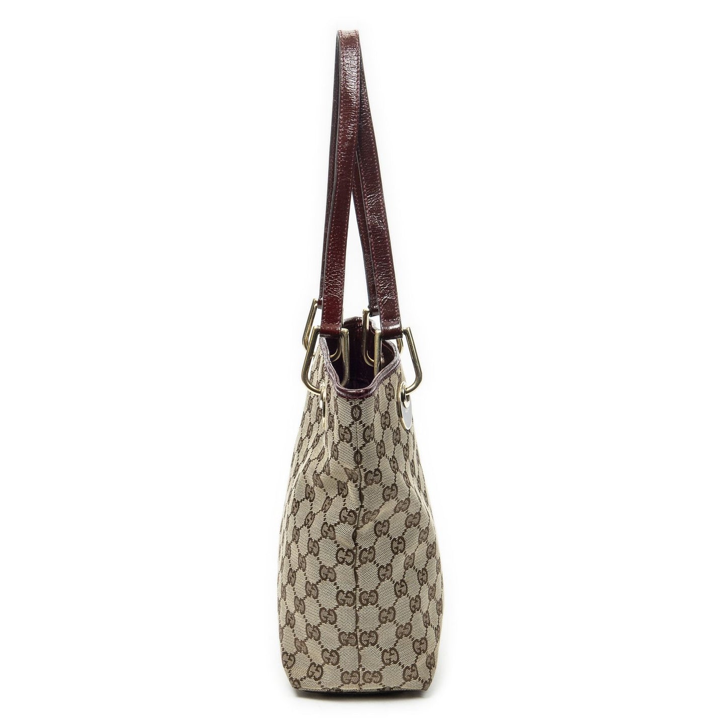 Gucci Small Eclipse Shopping Maroon Beige GG Canvas Messenger — view 3