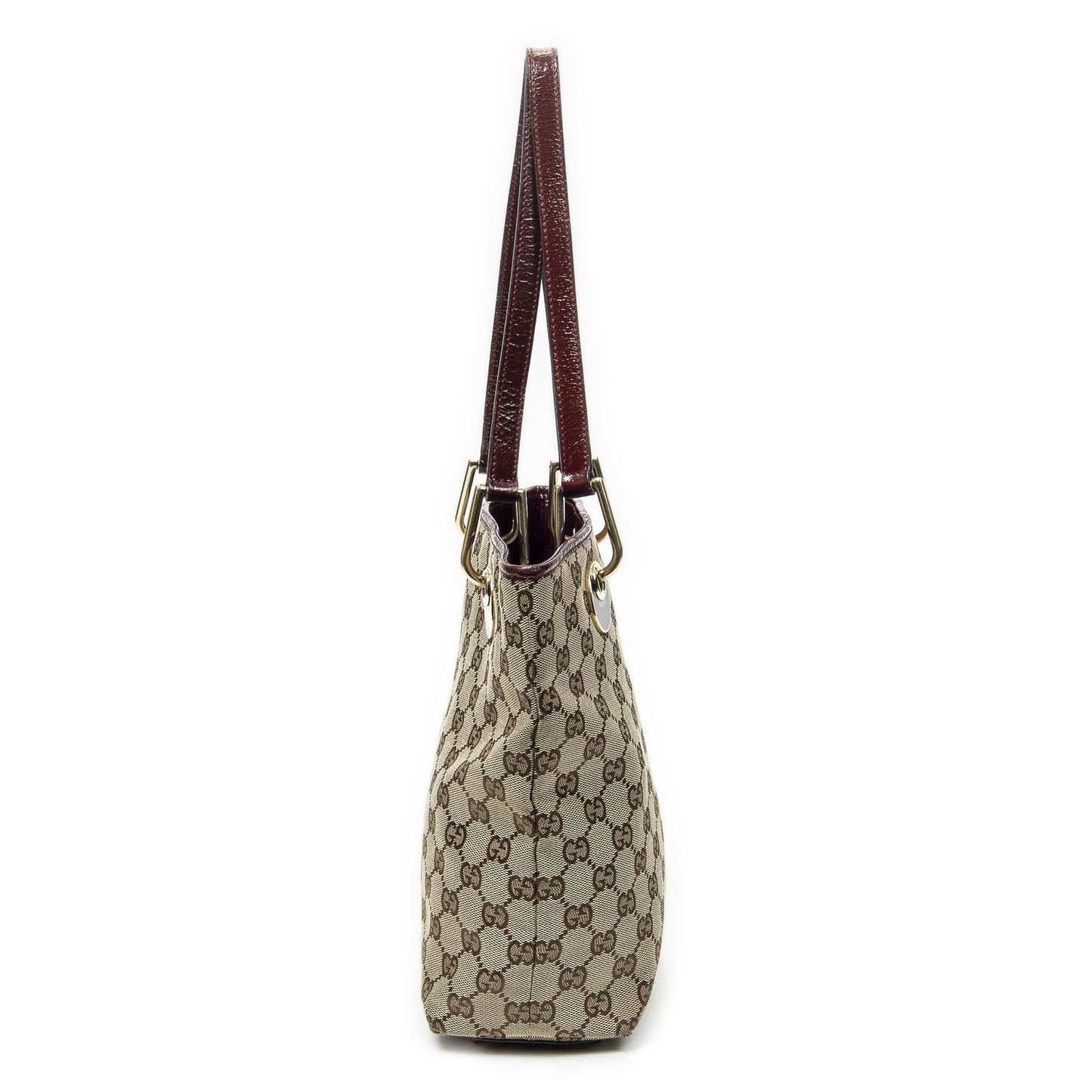 Gucci Small Eclipse Shopping Maroon Beige GG Canvas Messenger — view 4