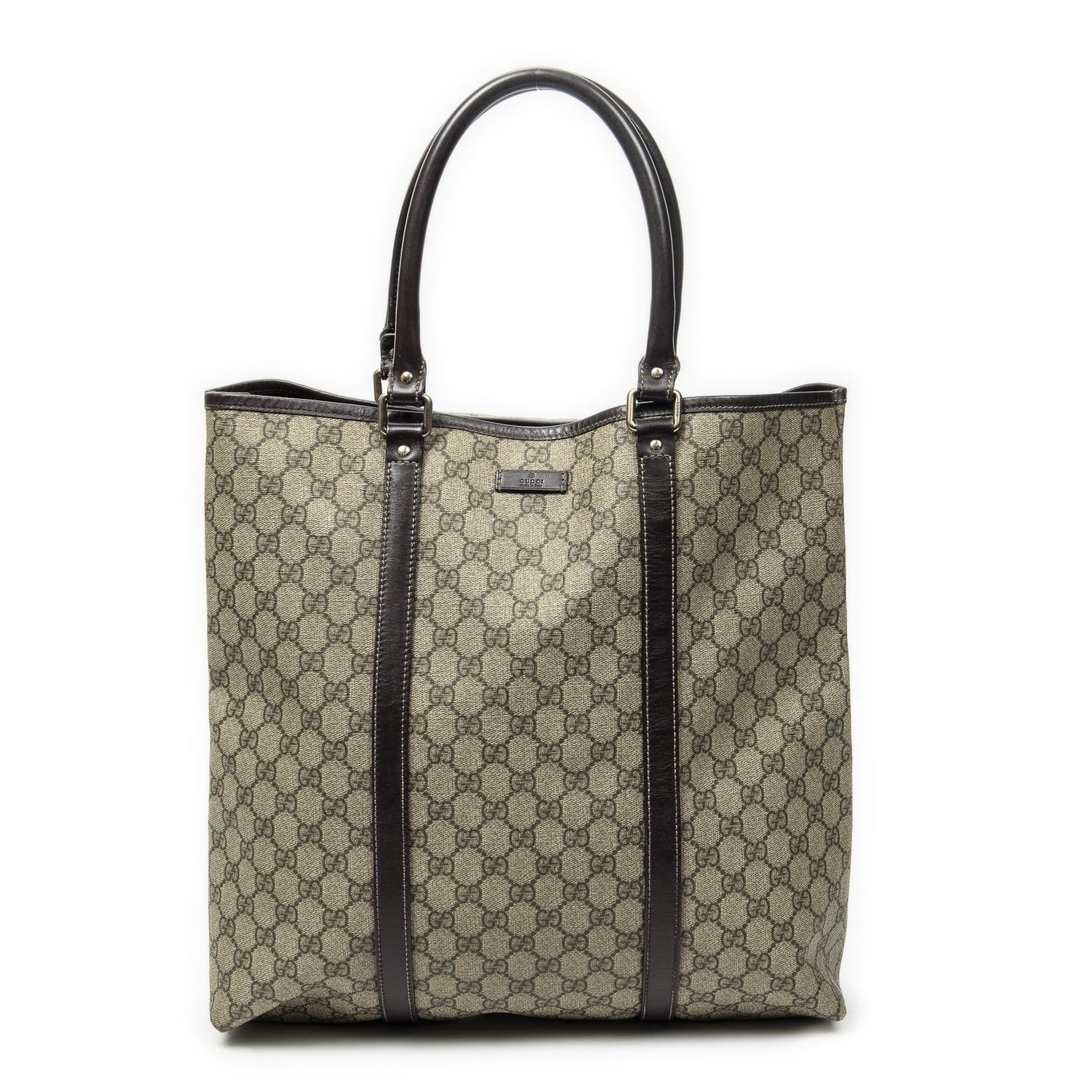 Gucci Vertical Tote Dark Brown Beige Supreme Canvas