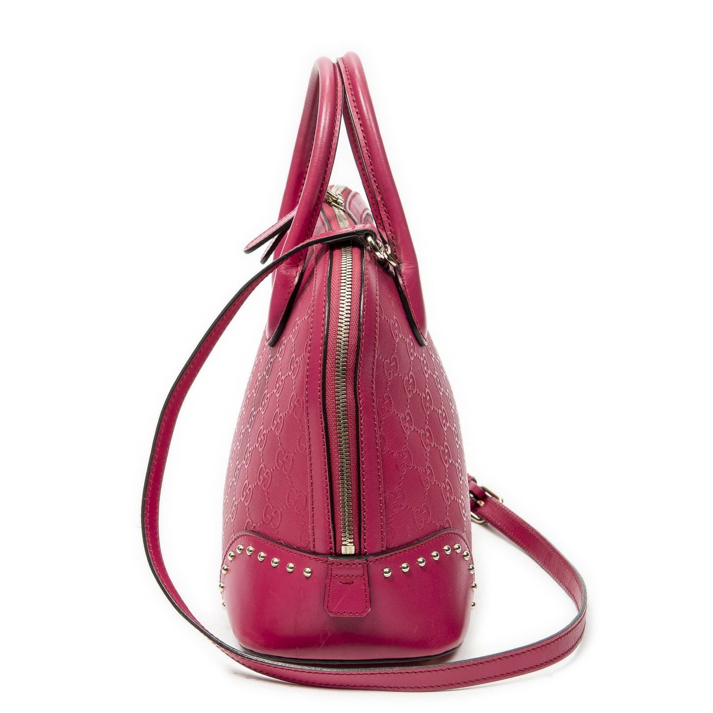 Gucci Stud Dome Tote Fuchsia Pink Guccissima — view 3
