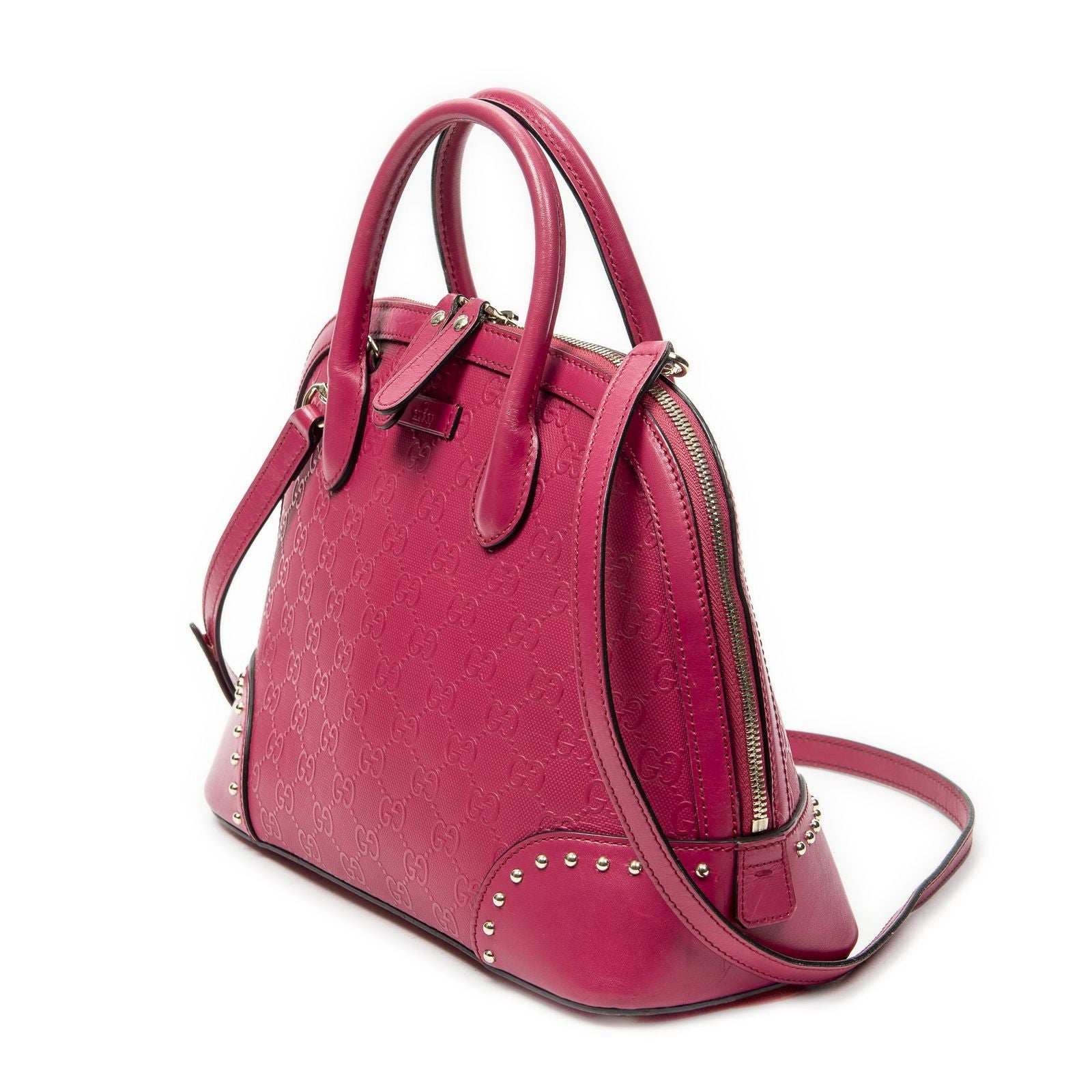 Gucci Stud Dome Tote Fuchsia Pink Guccissima — view 2