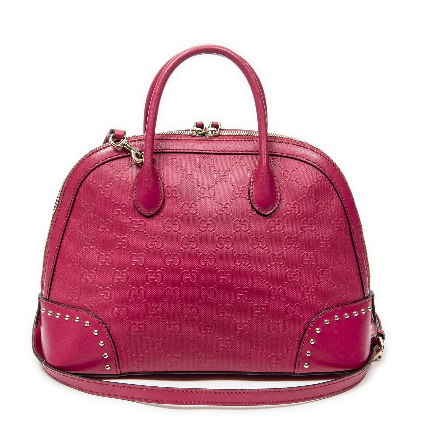 Gucci Stud Dome Tote Fuchsia Pink Guccissima — view 5