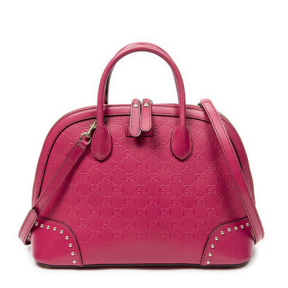 Gucci Stud Dome Tote Fuchsia Pink Guccissima