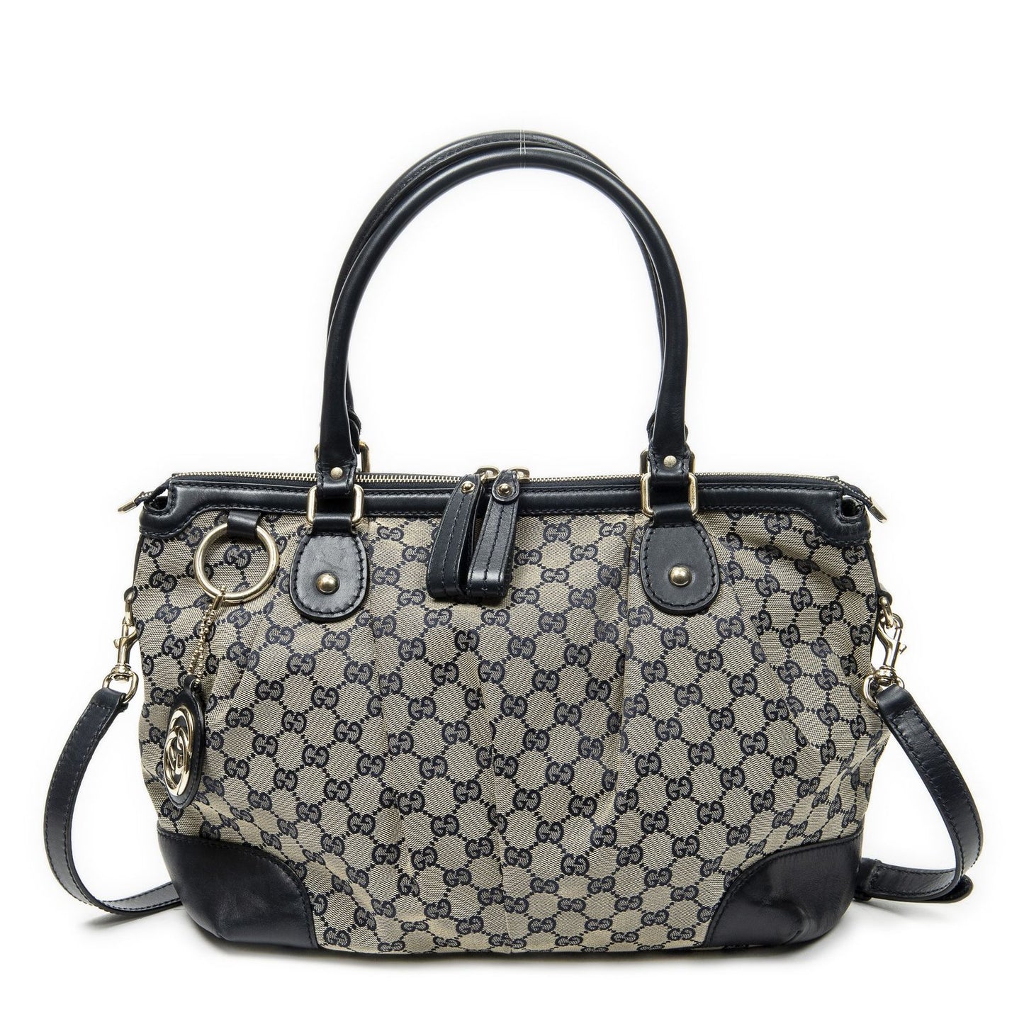 Gucci Sukey Tote Navy Beige GG Canvas
