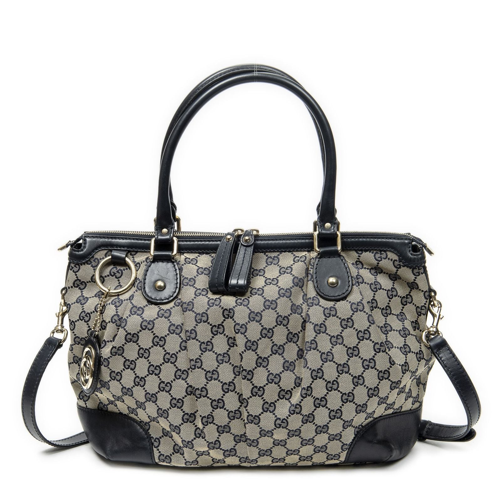 Gucci Sukey Tote Navy Beige GG Canvas