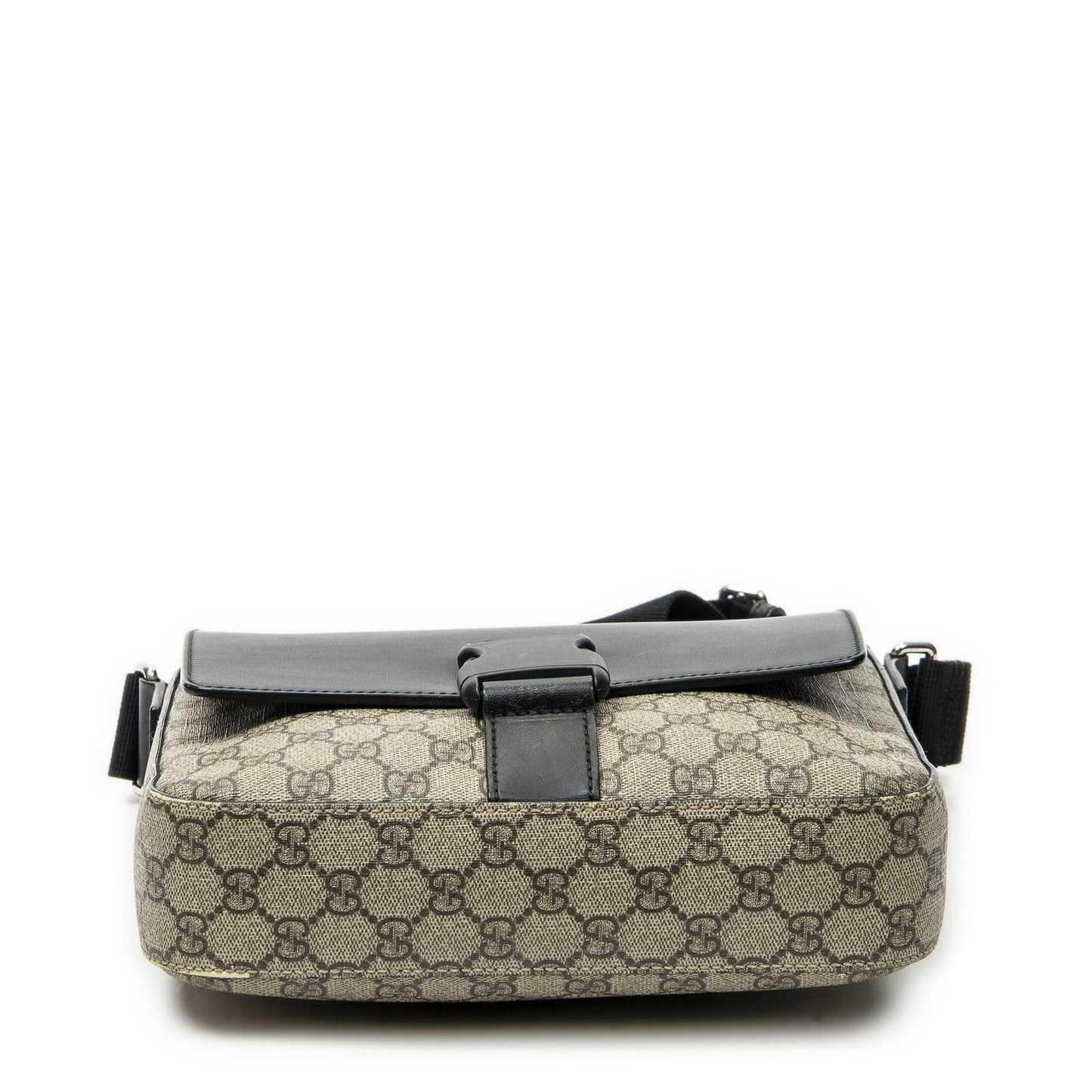 Gucci Buckle Flap Messenger Bag Black Beige Supreme Canvas — view 6