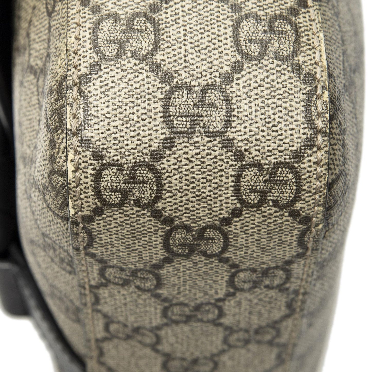 Gucci Buckle Flap Messenger Bag Black Beige Supreme Canvas — view 8