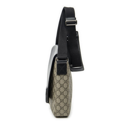 Gucci Buckle Flap Messenger Bag Black Beige Supreme Canvas — view 3