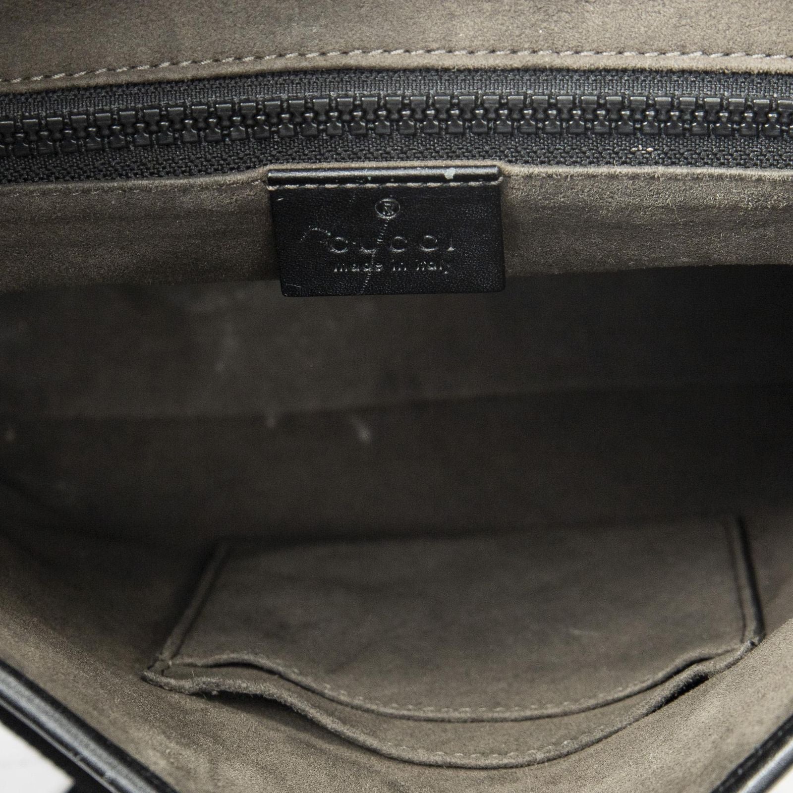 Gucci Buckle Flap Messenger Bag Black Beige Supreme Canvas — view 9