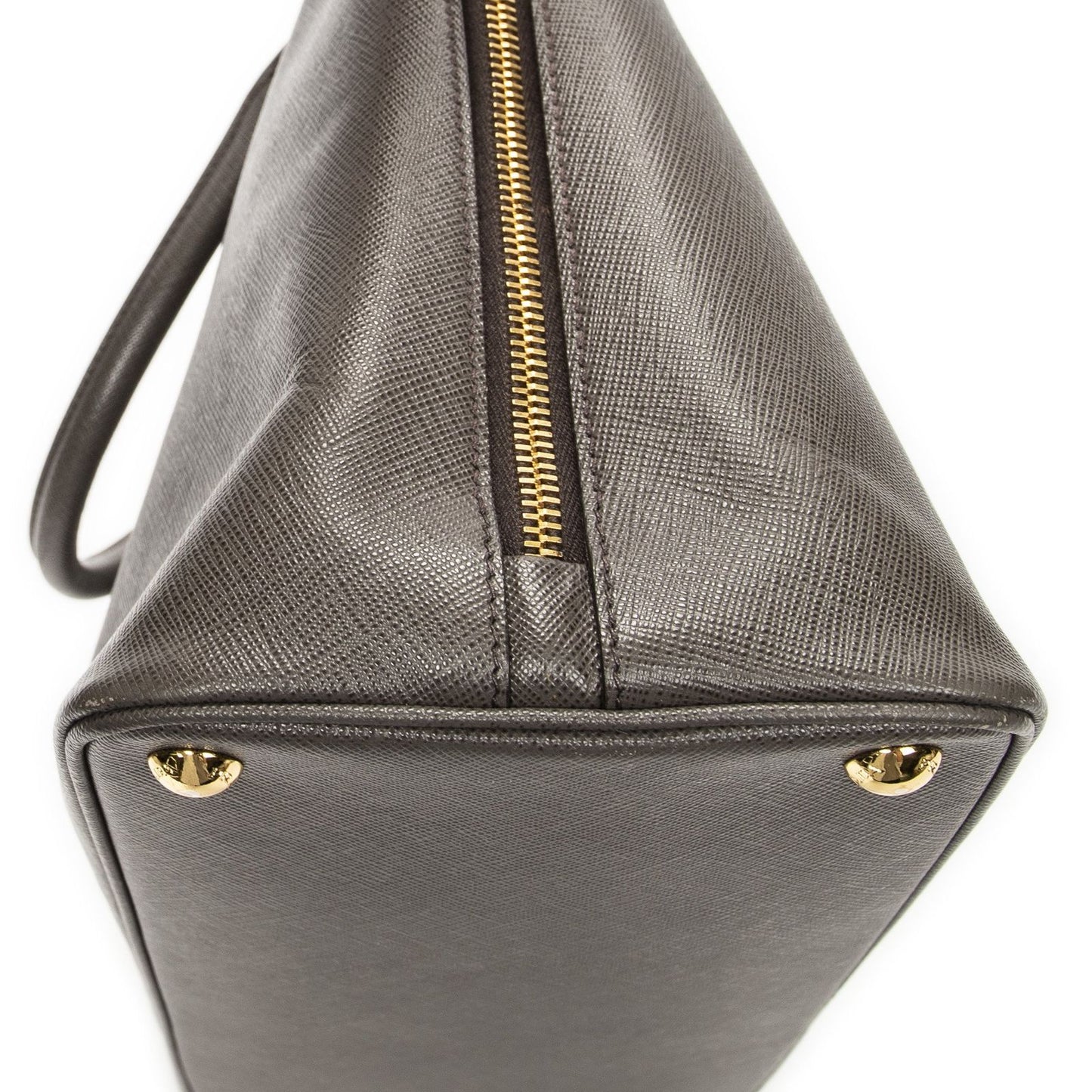 Prada Large Zip Promenade Gray Saffiano Leather Messenger — view 8