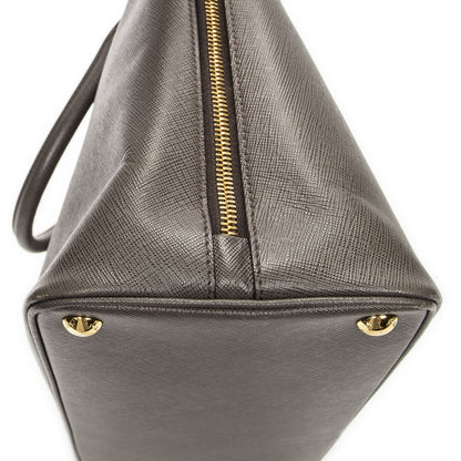Prada Large Zip Promenade Gray Saffiano Leather Messenger — view 8