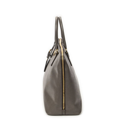 Prada Large Zip Promenade Gray Saffiano Leather Messenger — view 3