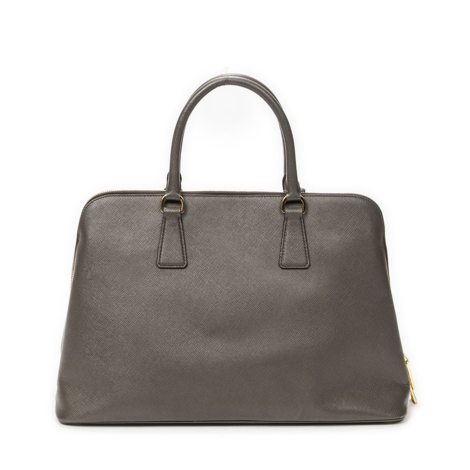 Prada Large Zip Promenade Gray Saffiano Leather Messenger — view 5