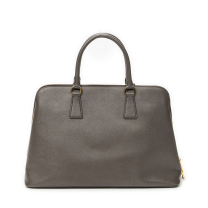 Prada Large Zip Promenade Gray Saffiano Leather Messenger — view 5