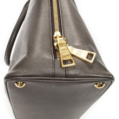 Prada Large Zip Promenade Gray Saffiano Leather Messenger — view 7