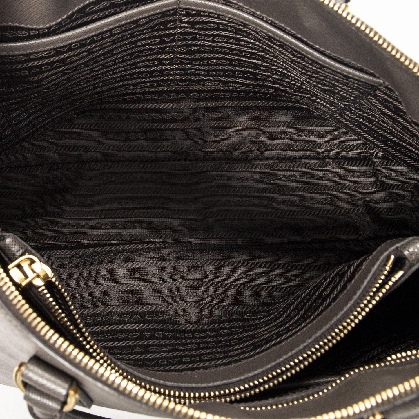 Prada Large Zip Promenade Gray Saffiano Leather Messenger — view 9