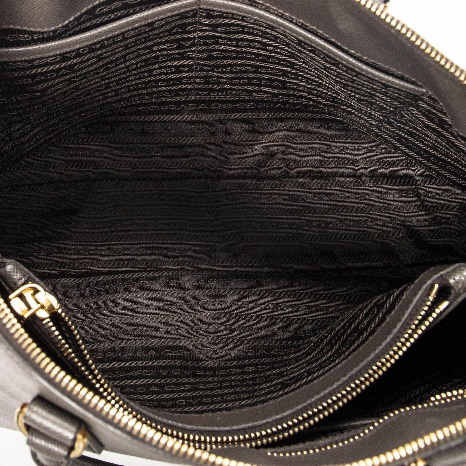 Prada Large Zip Promenade Gray Saffiano Leather Messenger — view 9