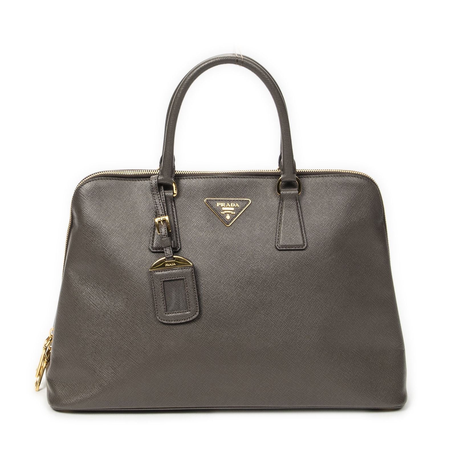 Prada Large Zip Promenade Gray Saffiano Leather Messenger