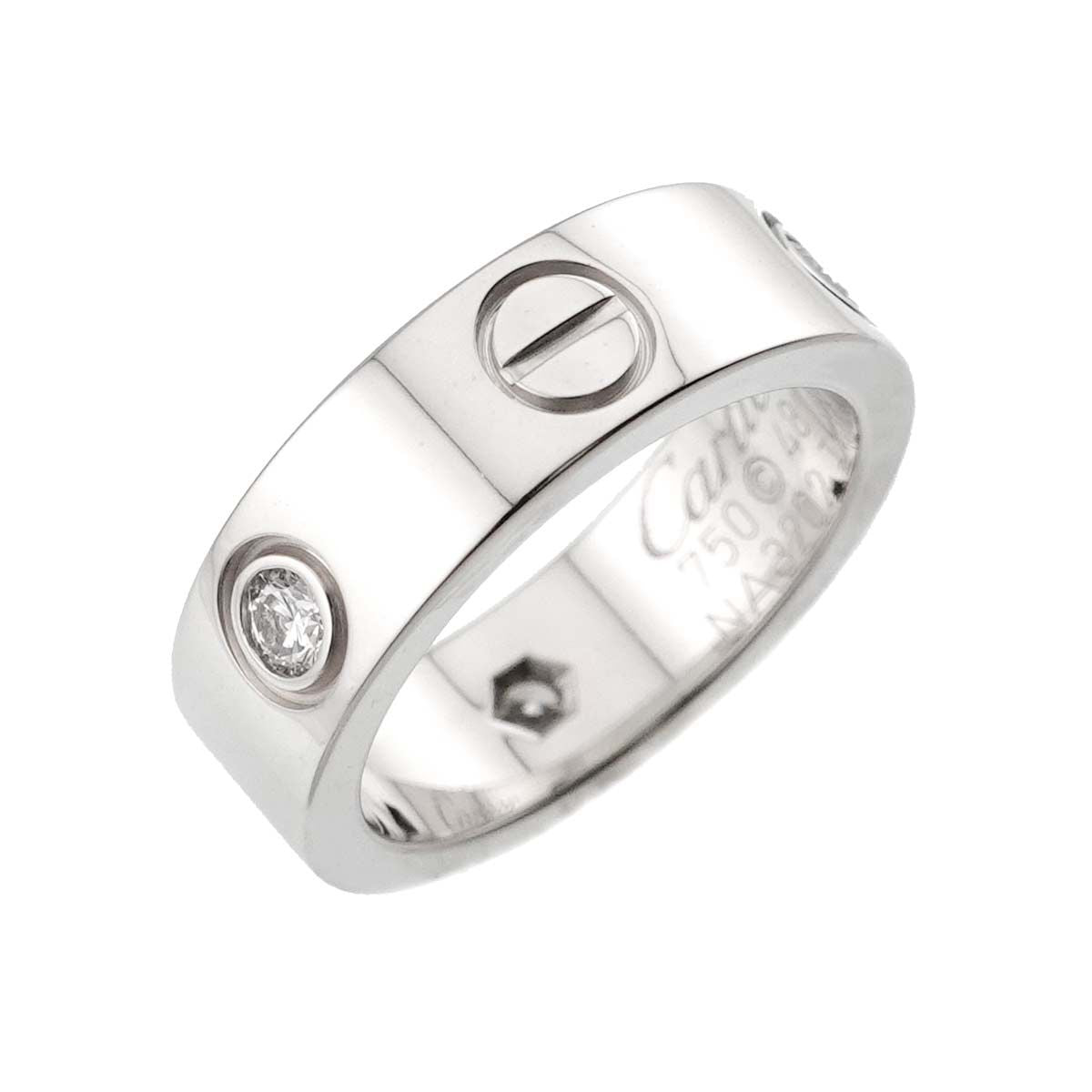 Cartier Love 48 Ring Half Diamond 18k WG White Gold 750 — view 4