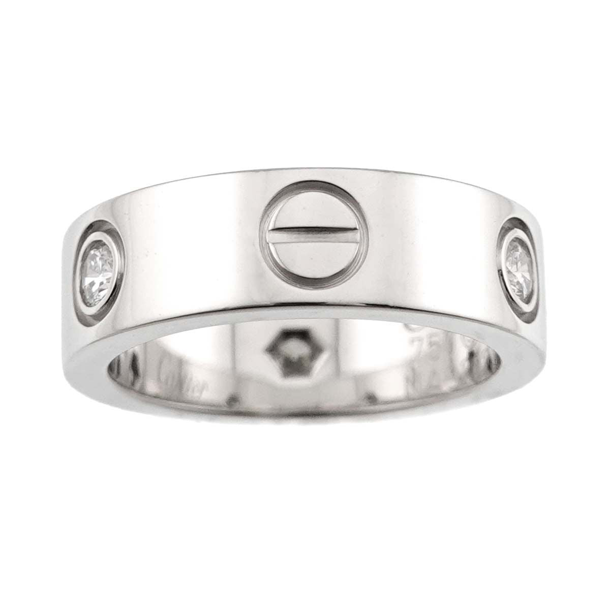 Cartier Love 48 Ring Half Diamond 18k WG White Gold 750 — view 2