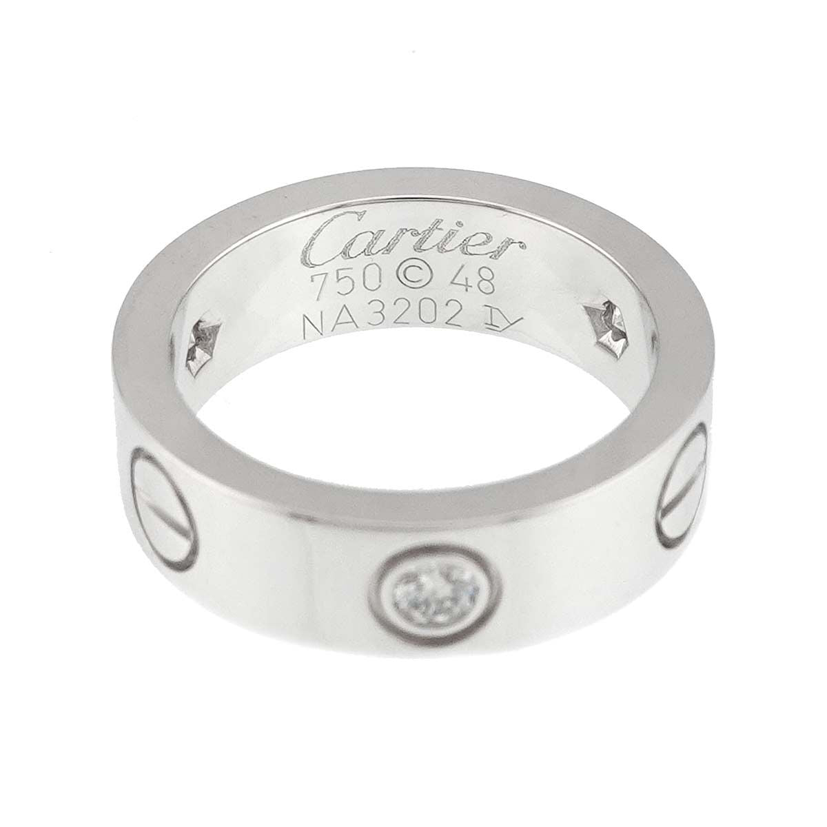 Cartier Love 48 Ring Half Diamond 18k WG White Gold 750 — view 3