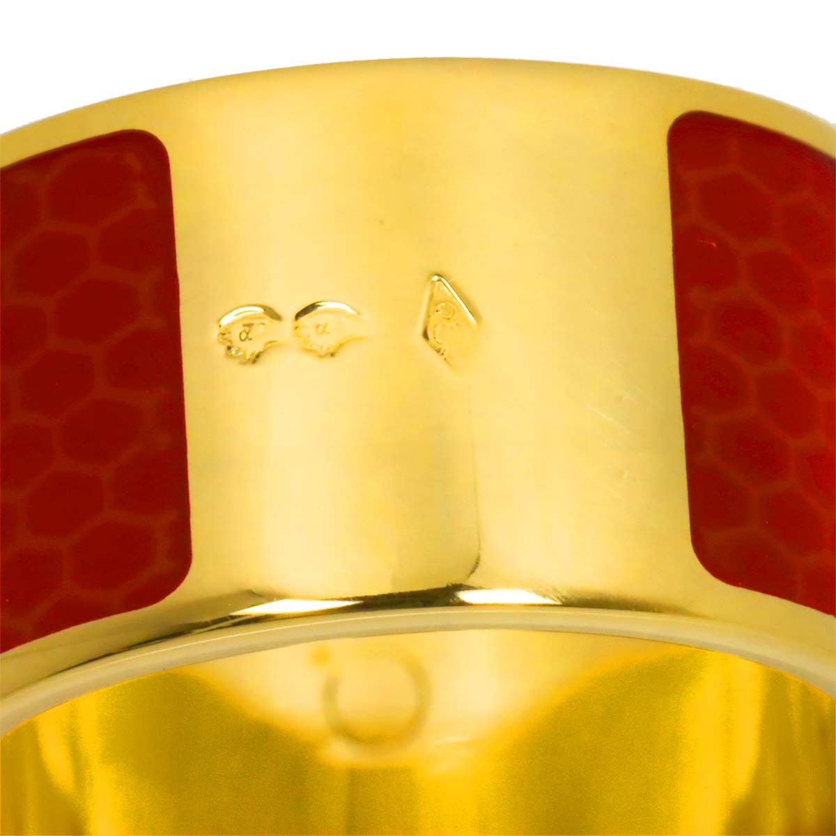 Hermes Collier de Chien Studs 52 Ring Enamel 18k YG Yellow Gold 750 — view 5