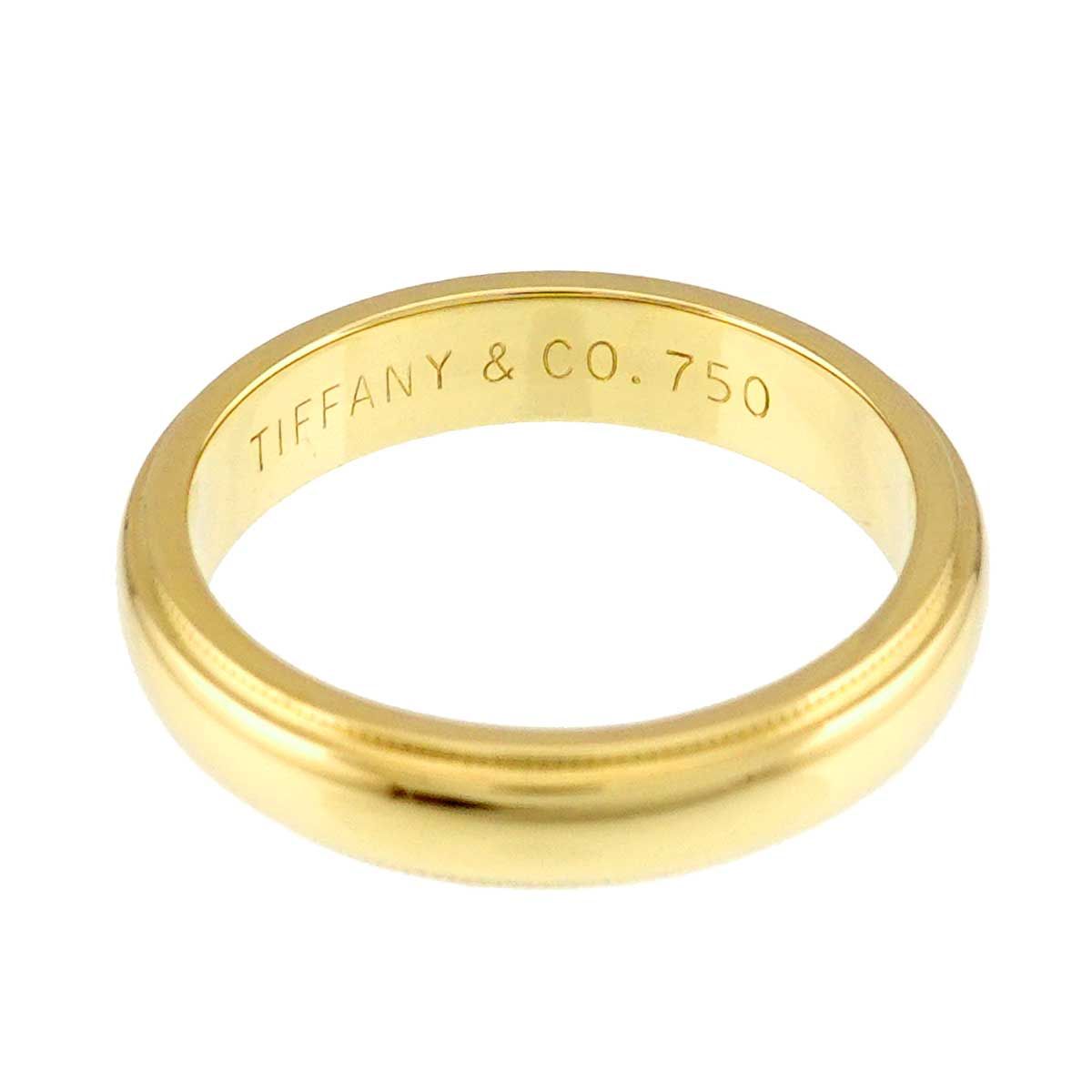 Tiffany & Co Milgrain Band Ring 18k YG Yellow Gold 750 Together — view 3