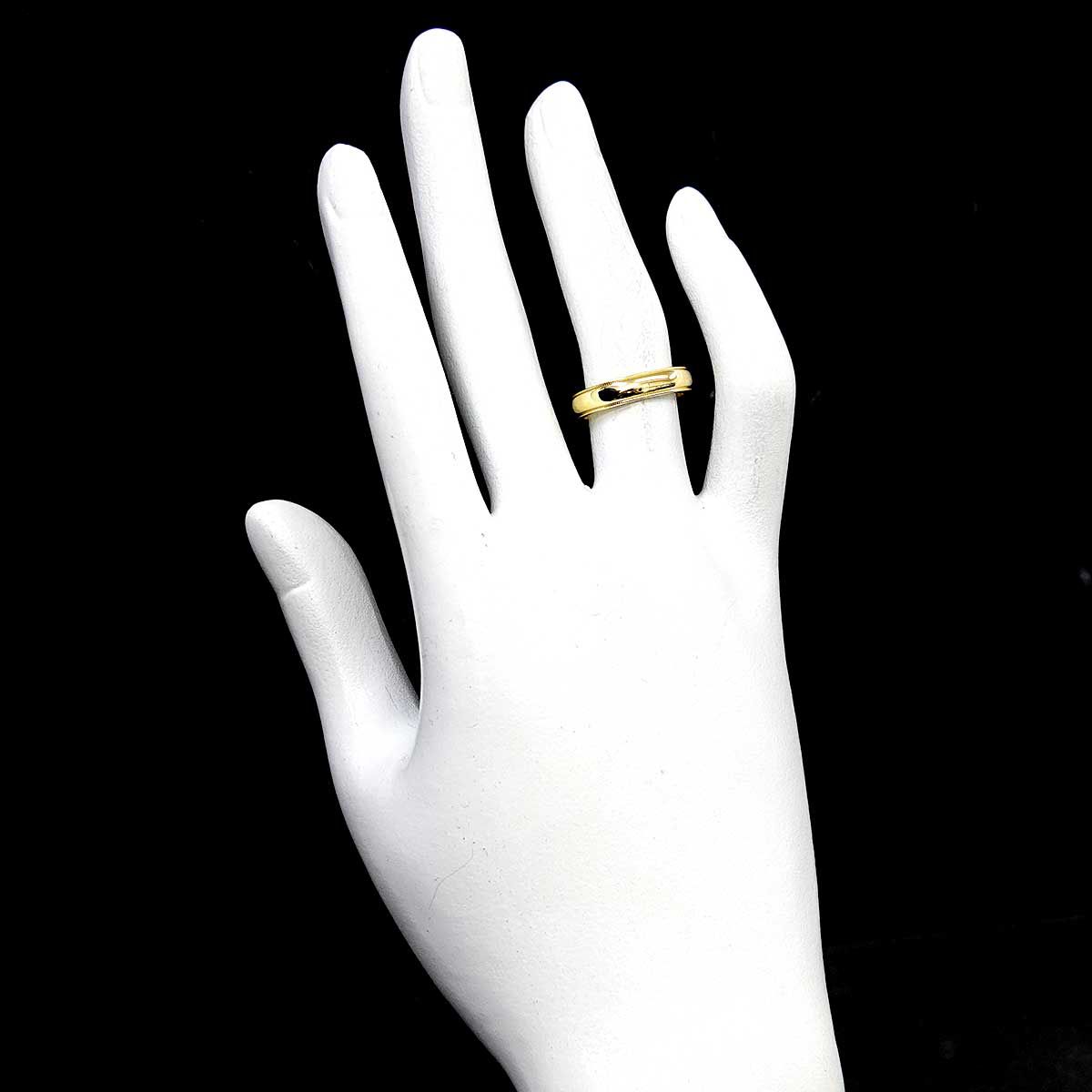 Tiffany & Co Milgrain Band Ring 18k YG Yellow Gold 750 Together — view 6