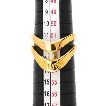 Celine Ring Diamond 18k YG Yellow Gold 750 Logo — view 6