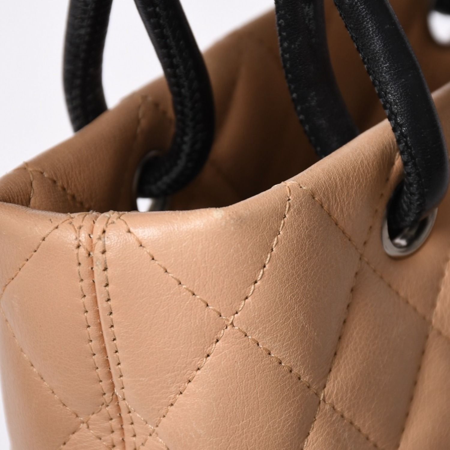 Chanel Canbon Cambon Line Small Tote Bag CC Logo Calfskin Beige — view 7