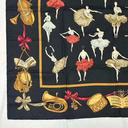 Hermes Carre 90 Scarf Silk la Dance Ballet Dancer Ballerina Black — view 3