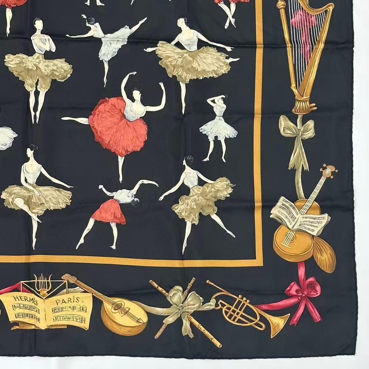 Hermes Carre 90 Scarf Silk la Dance Ballet Dancer Ballerina Black — view 4
