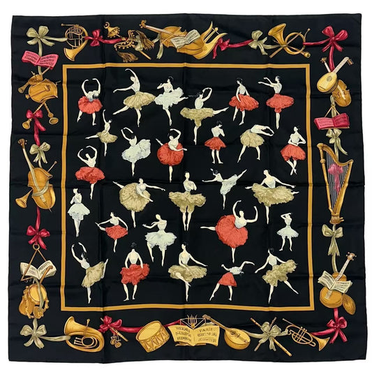 Hermes Carre 90 Scarf Silk la Dance Ballet Dancer Ballerina Black