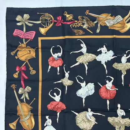 Hermes Carre 90 Scarf Silk la Dance Ballet Dancer Ballerina Black — view 2