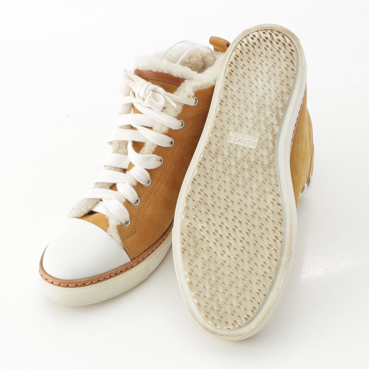 Hermes Jimi Shearling High Cut Sneakers Beige White — view 5