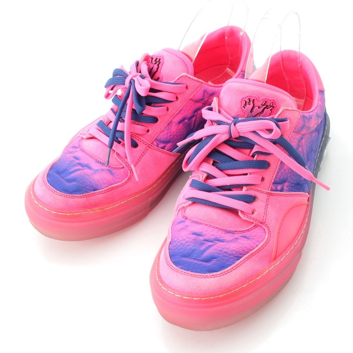 Louis Vuitton LV Ori Line Leather Suede Sneakers Pink Blue