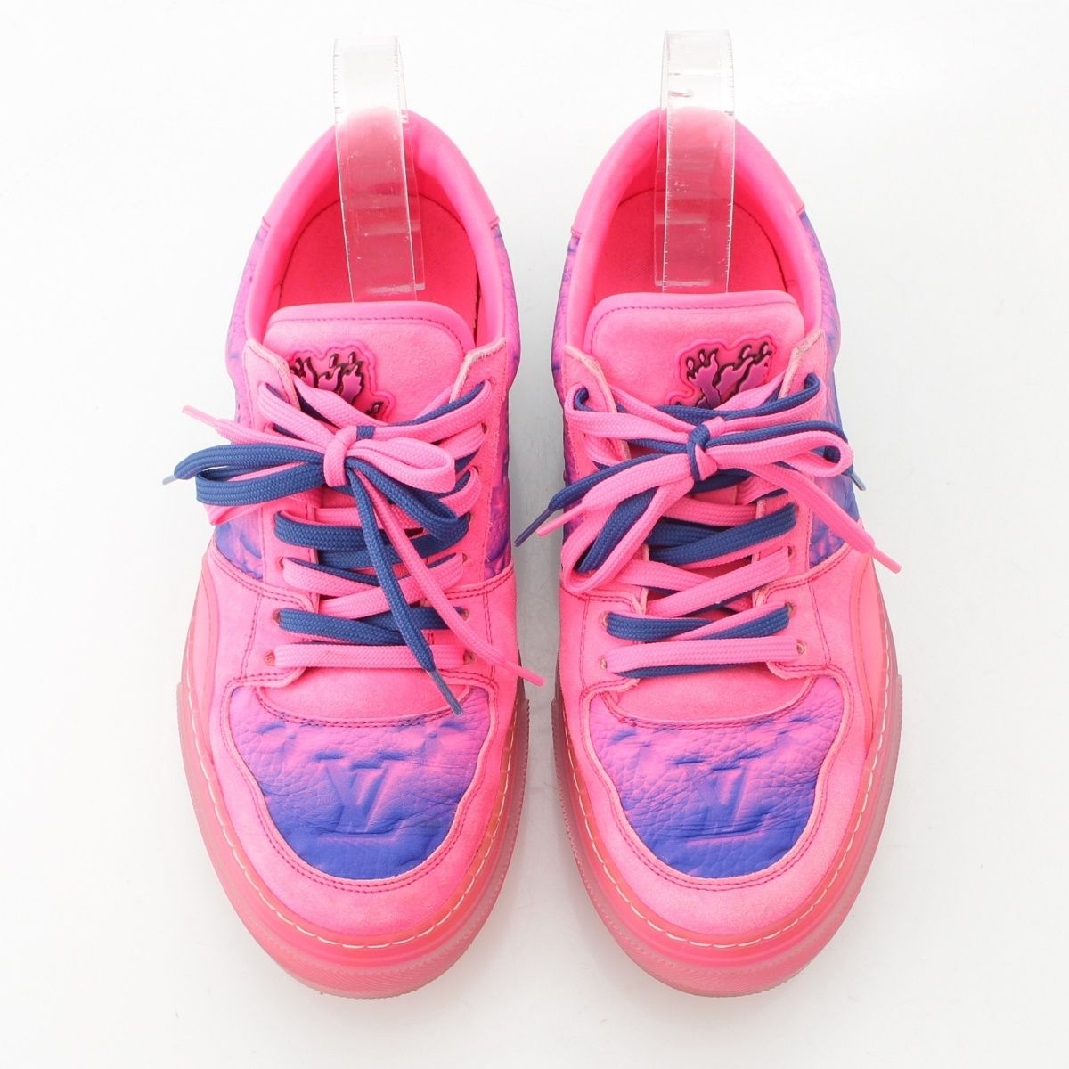 Louis Vuitton LV Ori Line Leather Suede Sneakers Pink Blue — view 2