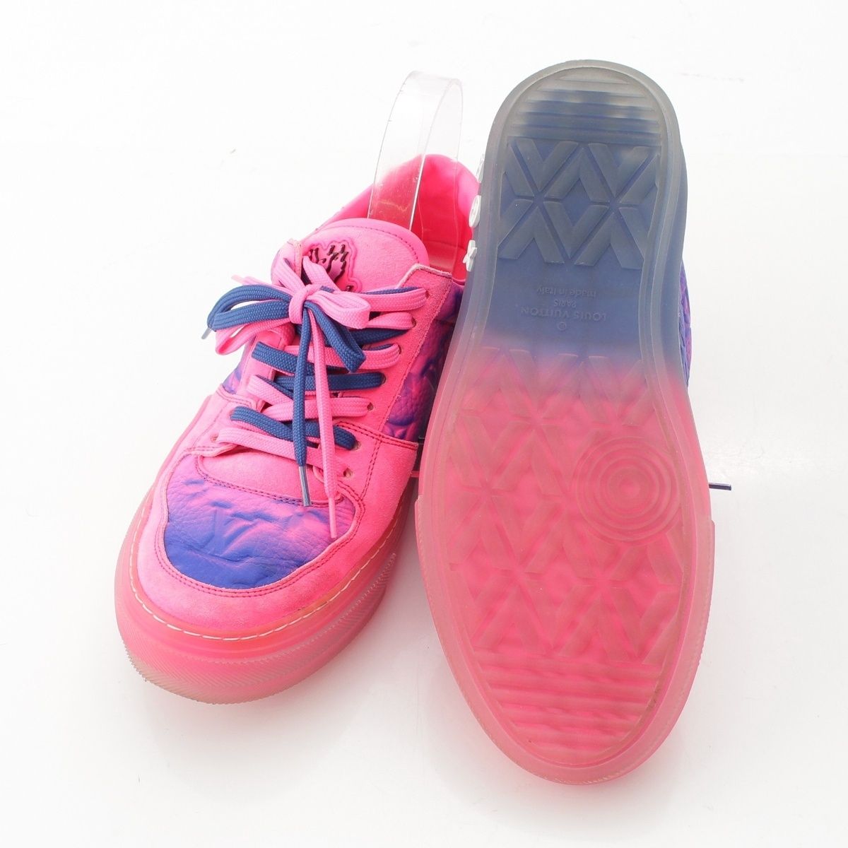 Louis Vuitton LV Ori Line Leather Suede Sneakers Pink Blue — view 5