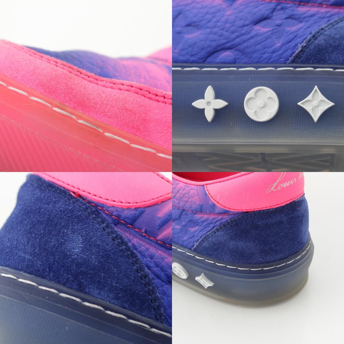 Louis Vuitton LV Ori Line Leather Suede Sneakers Pink Blue — view 9