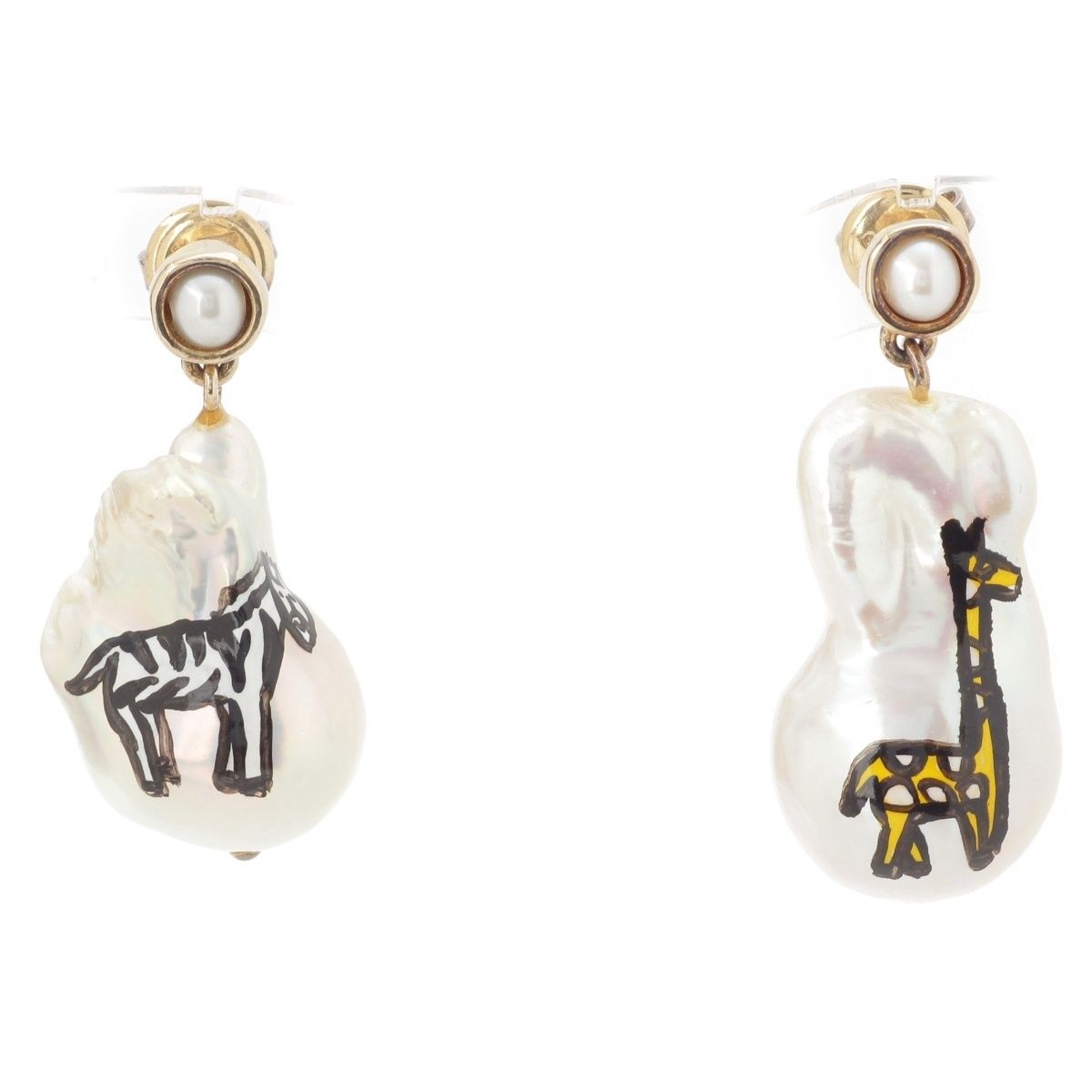 Bottega Veneta Animal Pearl Earrings White