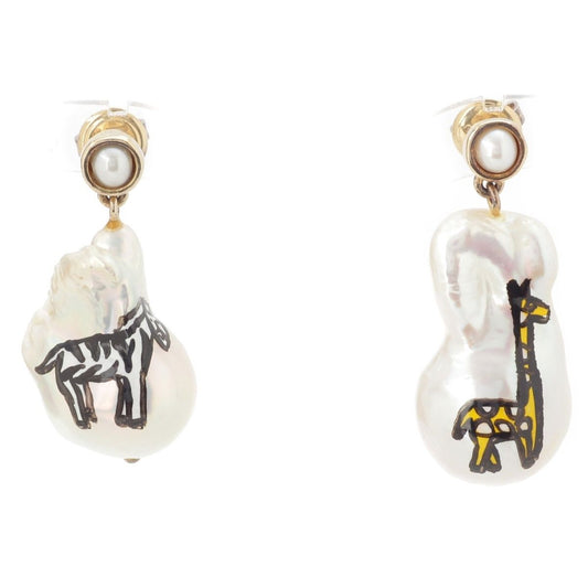 Bottega Veneta Animal Pearl Earrings White