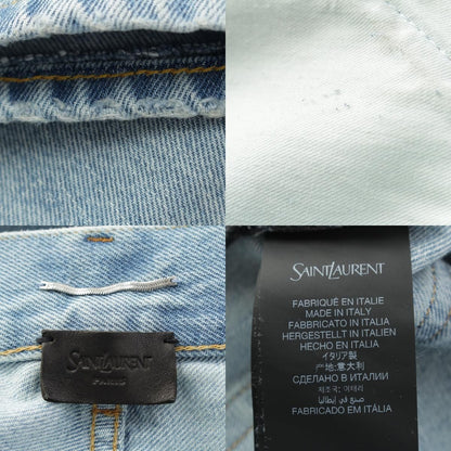 Saint Laurent Cotton Mid Straight Baggy Jeans Ice Wash Denim Pants Michigan — view 9